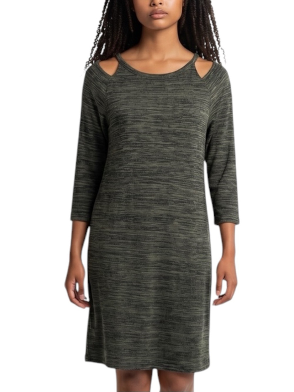 Anthropologie Alya Heather Grayish Green Cut Out Cottage Dress Size S